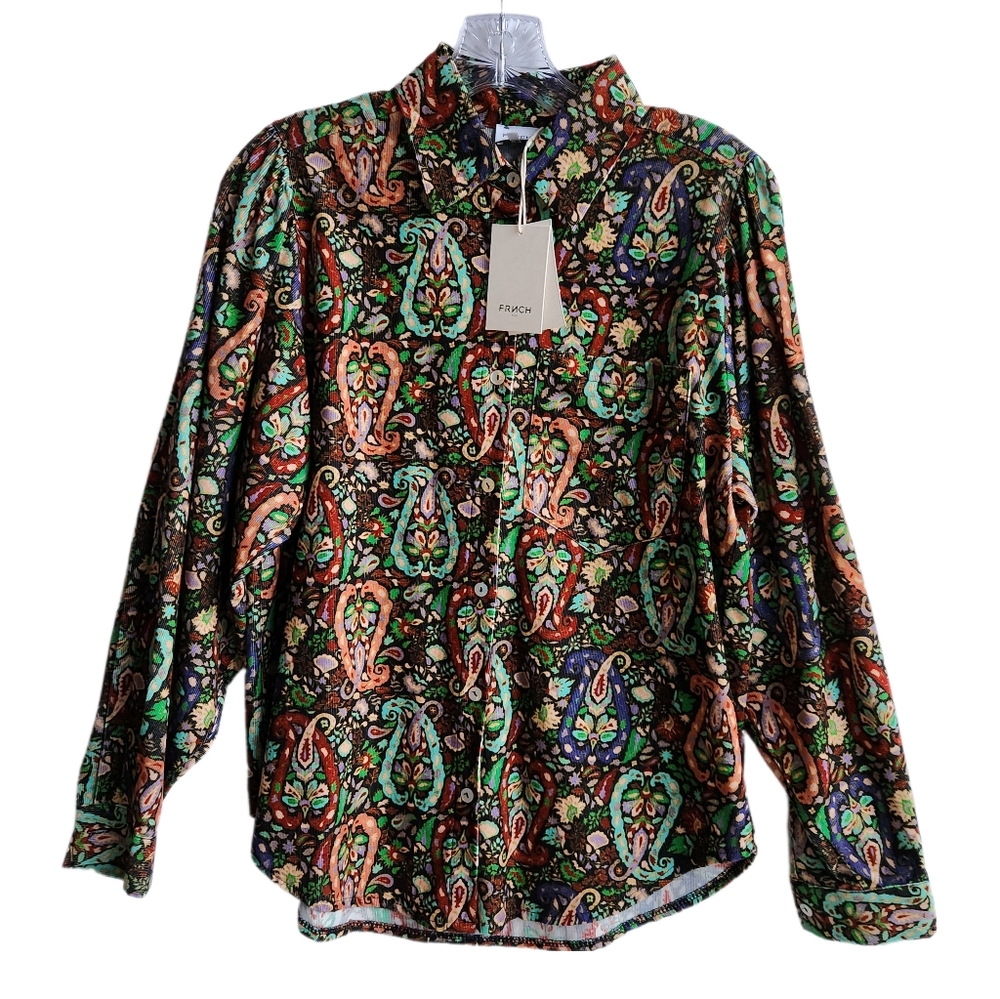 FRNCH Paris Kylie Woven Shirt in Foxy Paisley Print XS NEW